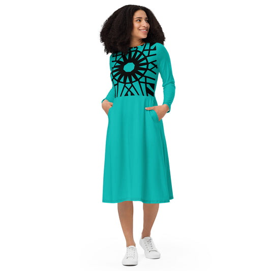 Vestido midi con manga larga