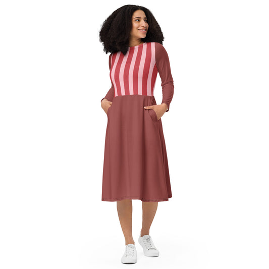 Vestido midi con manga larga