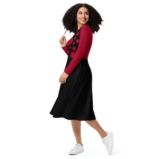 Vestido midi con manga larga