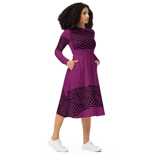 Vestido midi con manga larga