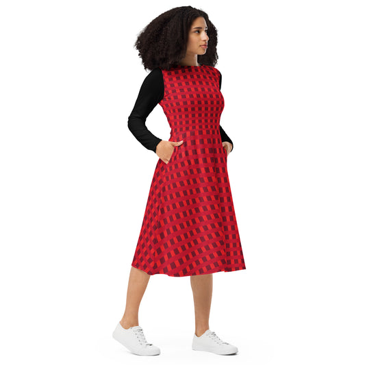 Vestido midi con manga larga